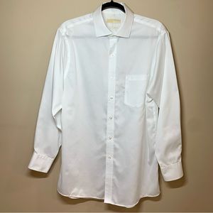 Michael Kors White No Iron Cotton Dress Shirt, Regular Fit, 16 32/33, EUC